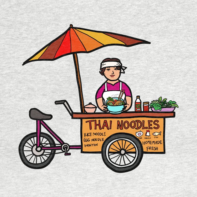 Street food vendor selling Thai noodle. Asian outdoor healthy eating. by Nalidsa